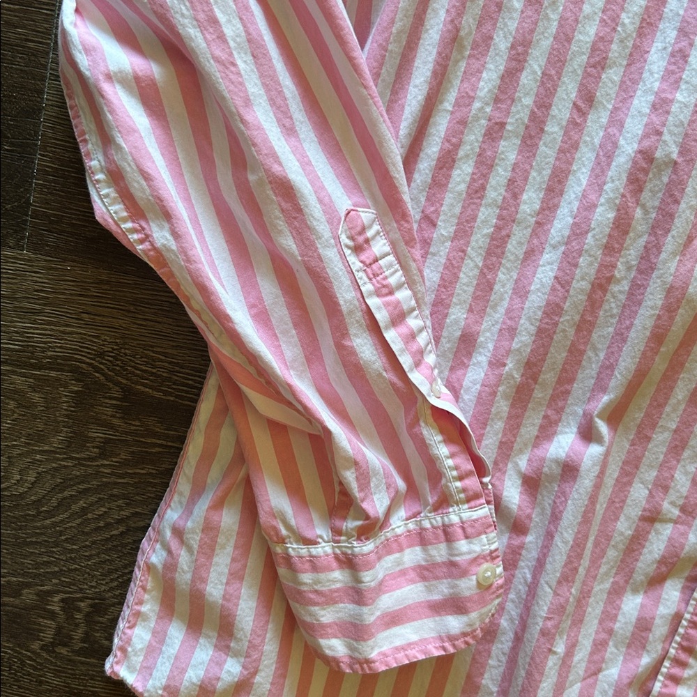 J. Crew Pink and White Striped Button Down Shirt - Picture 4 of 6